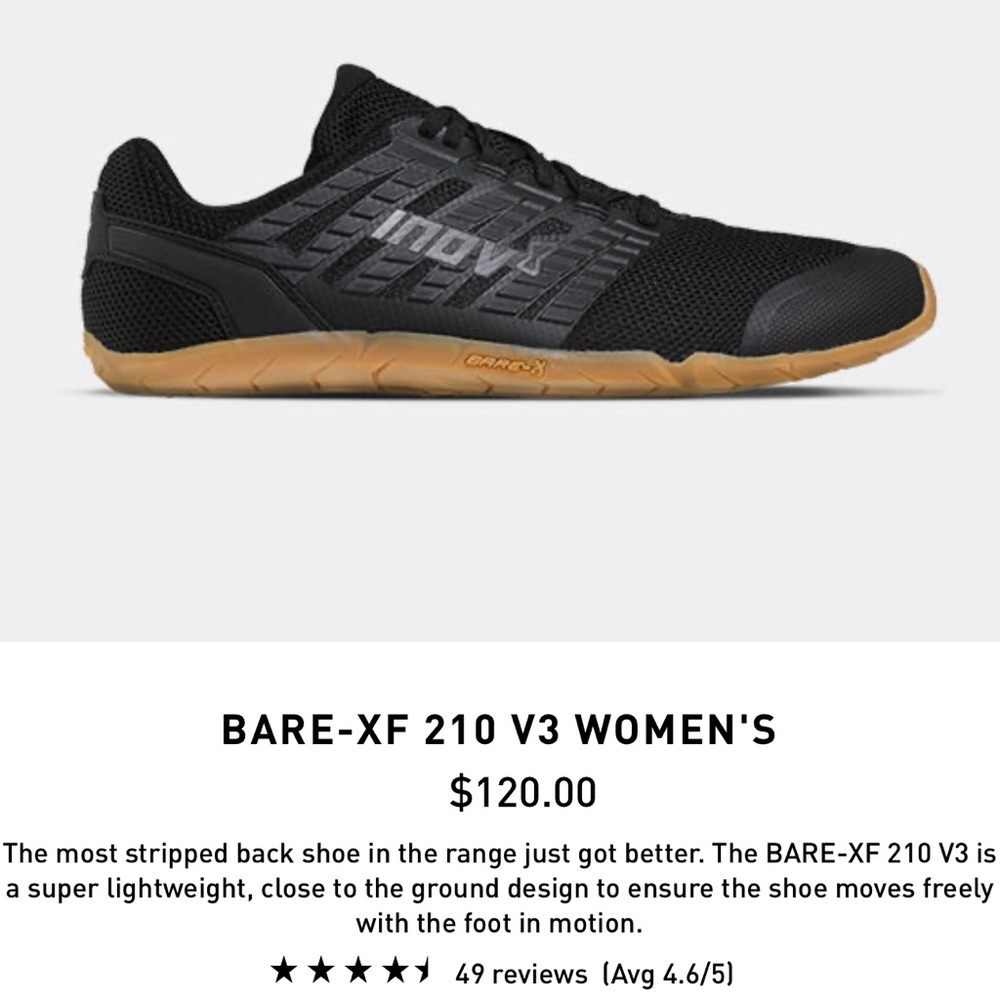 Brand new Inov-8 Bare XF 210 V3 women’s shoes - size 8, black